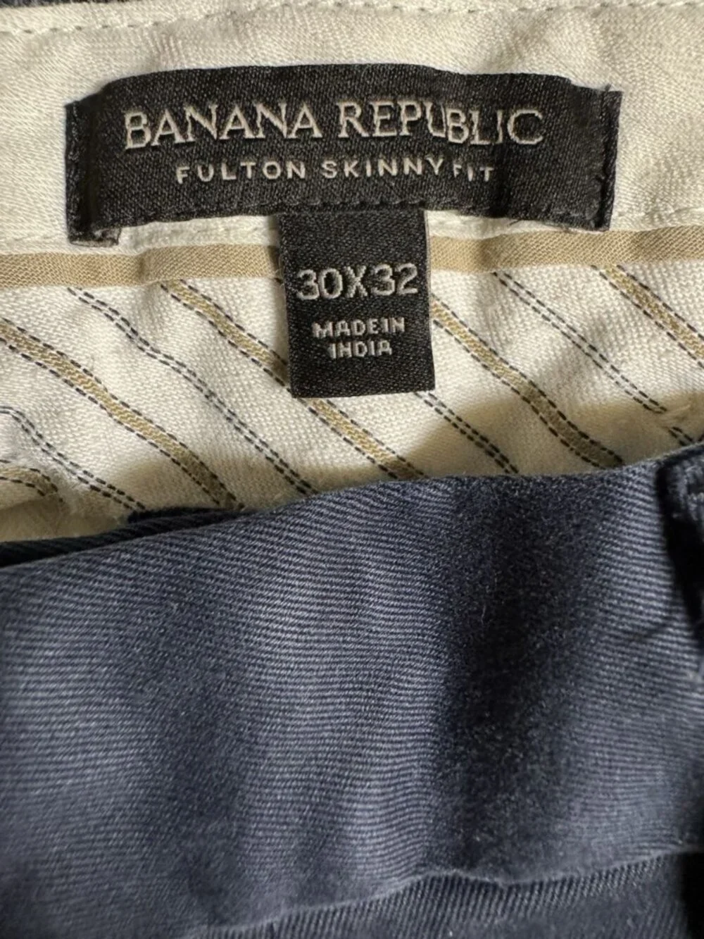 Banana Republic Fulton Skinny Fit Chino Pants Navy Blue Stretch 30x32 Men’s
